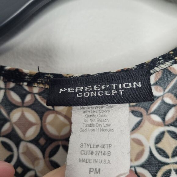 Vintage 90s y2k tan black abstract circle retro print cowel neck blouse medium p - Picture 3 of 5